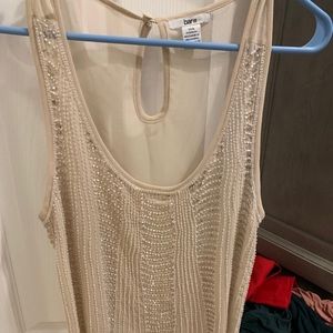 Sheer nude beaded tank